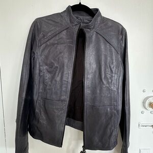 Women's Gray Leather Jacket